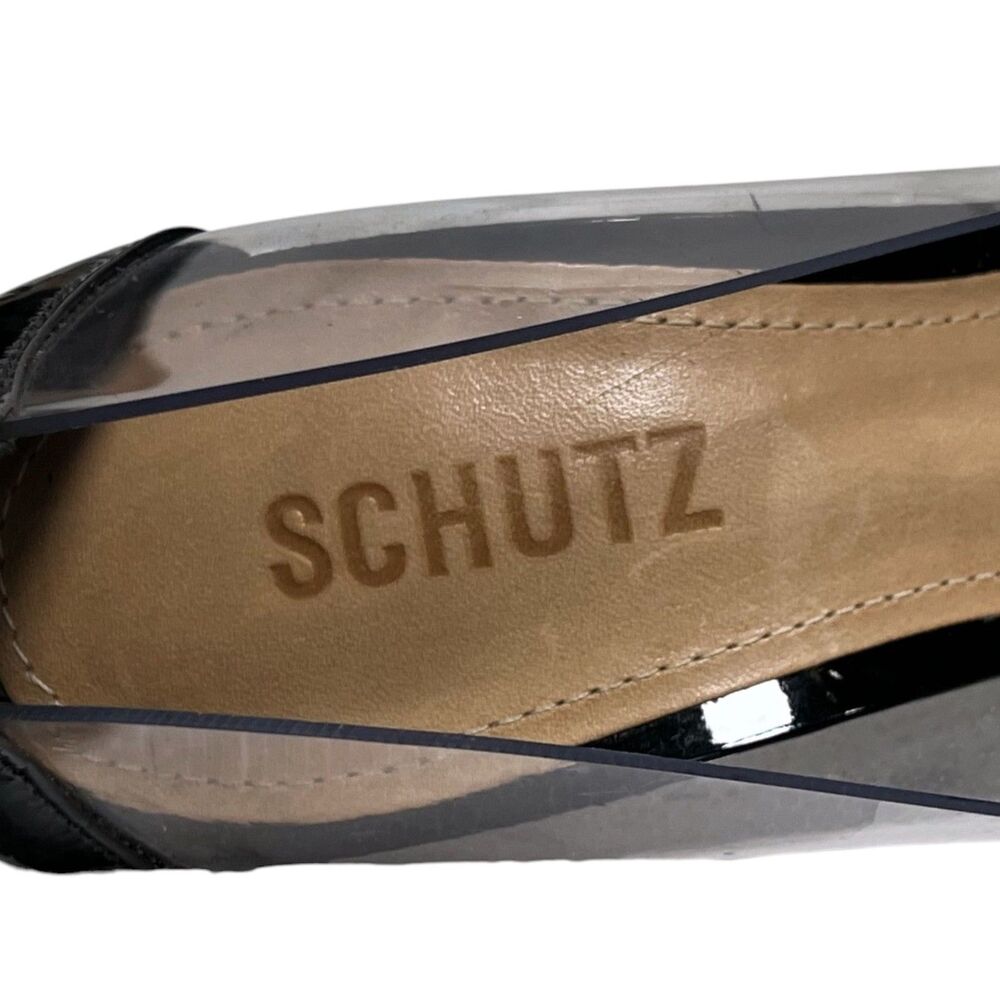 Schutz Cendi Clear PVC Black Patent Leather Pointed Toe Stiletto Pumps 8.5B - Picture 10 of 12